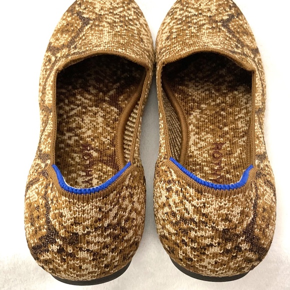 Rothy’s Slip On Ballet Comfort Loafers Bronze Metallic Python Flats Size 9 - Picture 15 of 16